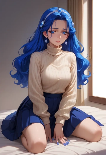 precure,cure_beauty,skirt,pleated,turtleneck sweater  - AI generated anime art