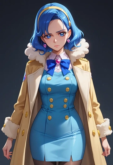 precure,cure_beauty,coat,long,double-breasted,pencil skirt  - AI generated anime art