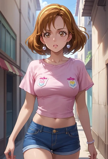 precure,cure_black,denim shorts  - AI generated anime art