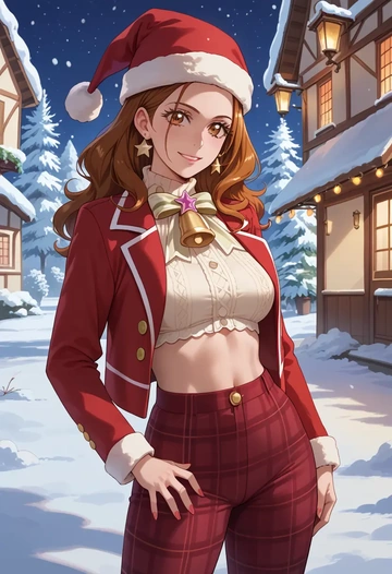 precure,cure_black,Christmas,plaid trousers  - AI generated anime art