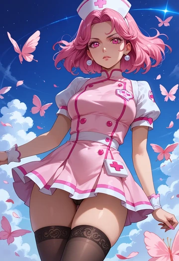 precure,cure_blossom,nurse pantyhose,mini skirt, sexy  - AI generated anime art