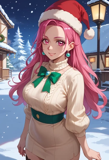 precure,cure_blossom,Christmas,sweater dress,stockings  - AI generated anime art