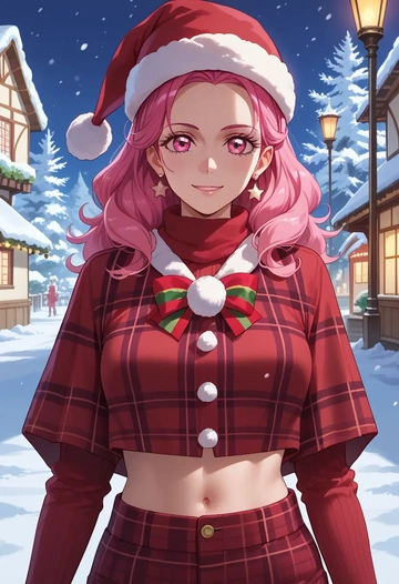 precure,cure_blossom,Christmas,plaid trousers  - AI generated anime art