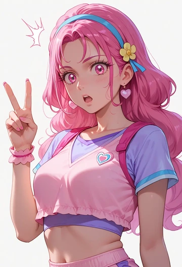 precure,cure_blossom,sports crop,high-waisted shorts  - AI generated anime art