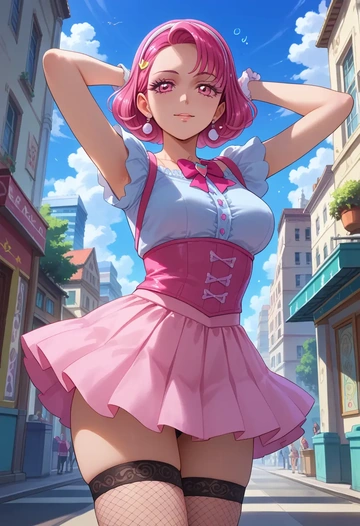 precure,cure_happy,mini skirt, stockings  - AI generated anime art