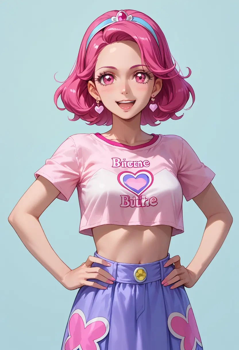 precure,cure_happy,crop top,athletic shorts  - 