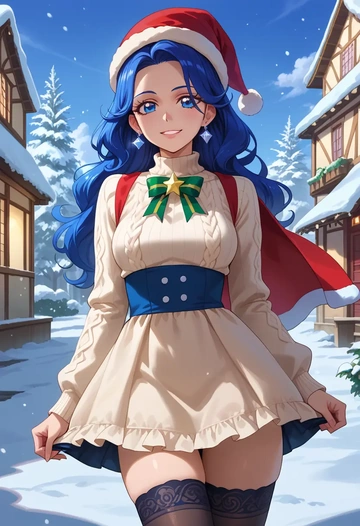 precure,cure_marine,Christmas,sweater dress,stockings  - AI generated anime art