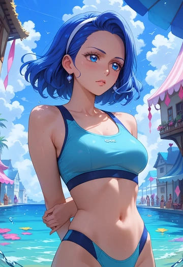 precure,cure_marine,sports bra,wide-leg joggers  - AI generated anime art