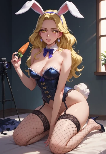 precure,cure_peace,bunny girl, sexy,stockings  - AI generated anime art