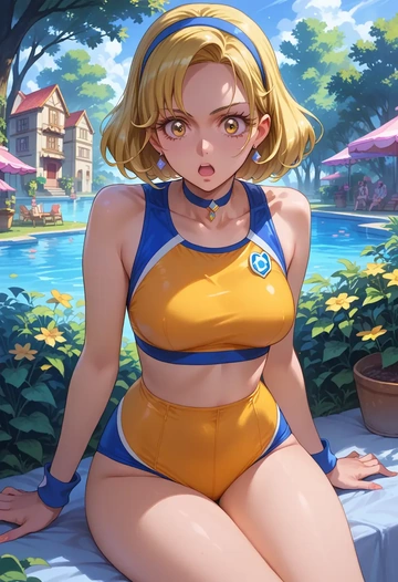 precure,cure_peace,tankini top,board shorts  - AI generated anime art