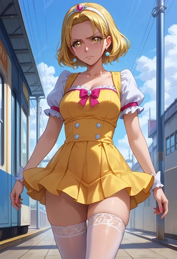 precure,cure_sunshine,mini skirt, stockings  - AI generated anime art