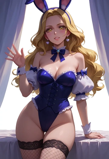 precure,cure_sunshine,bunny girl, sexy,stockings  - AI generated anime art