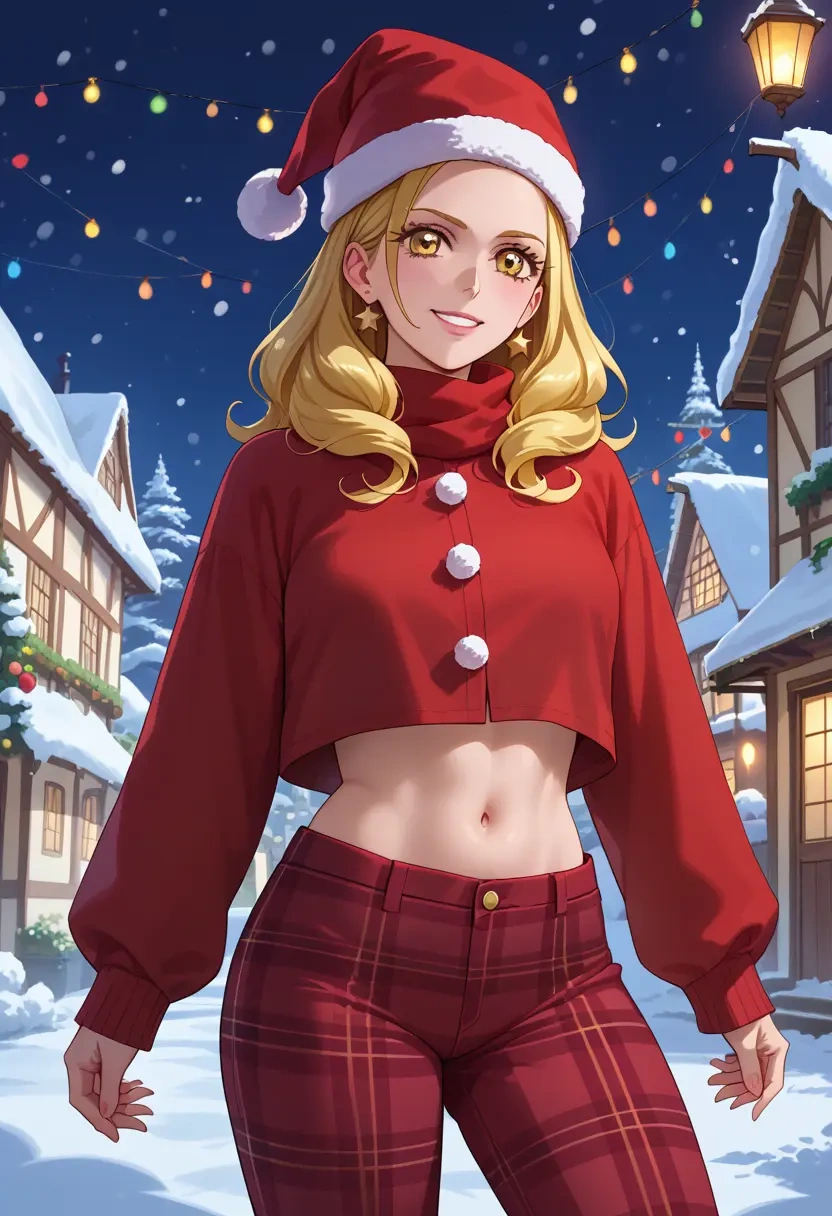 precure,cure_sunshine,Christmas,plaid trousers  - 