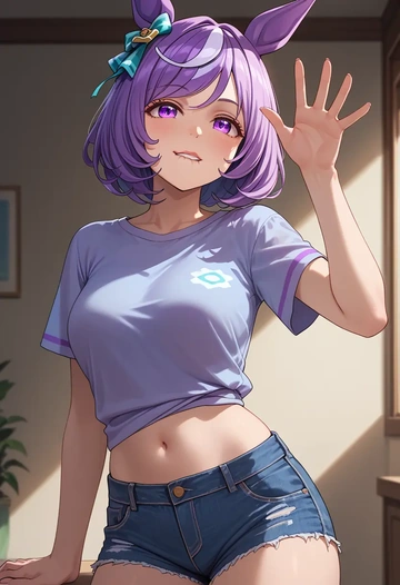 umamusume,curren_chan_(umamusume),denim shorts  - AI generated anime art