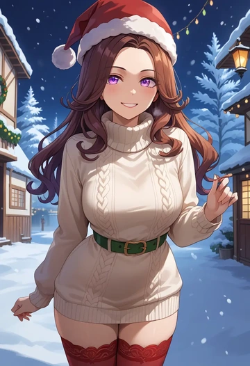 umamusume,curren_chan_(umamusume),Christmas,sweater dress,stockings  - AI generated anime art