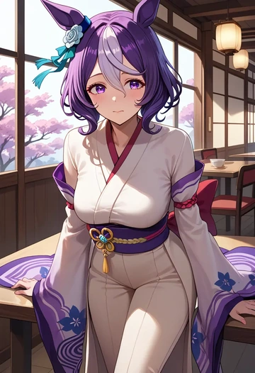 umamusume,curren_chan_(umamusume),kimono,silk,wide-leg trousers  - AI generated anime art