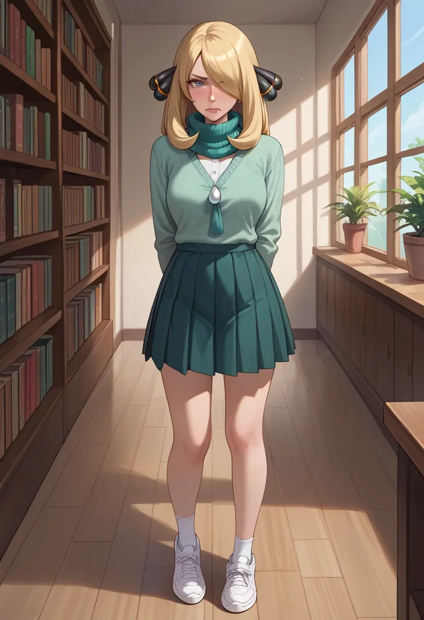 pokemon,cynthia_(pokemon),spring,student uniform,knit sweater  - 