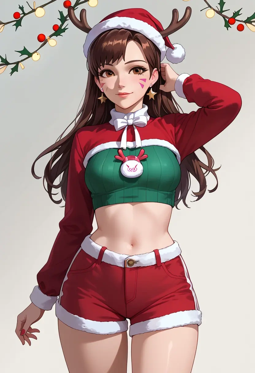 overwatch,d.va_(overwatch),Christmas,red velvet shorts  - 