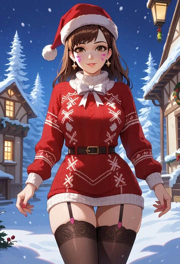 overwatch,d.va_(overwatch),sweater,stockings,Thigh garters  - AI generated anime art