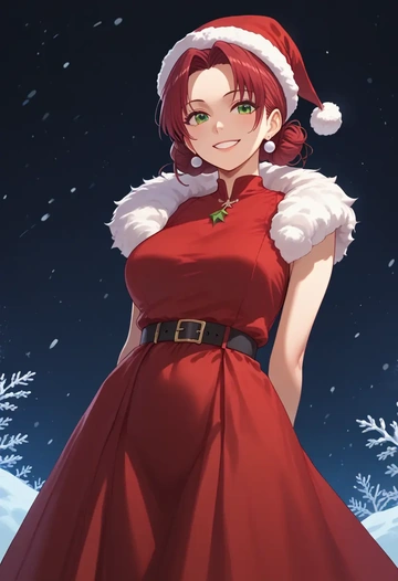 cardcaptor_sakura,daidouji_tomoyo,Christmas,red velvet dress  - AI generated anime art