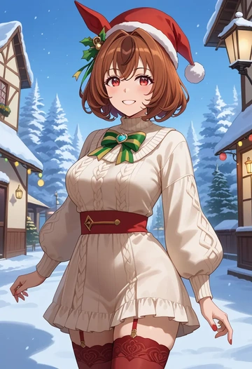 umamusume,daiwa_scarlet_(umamusume),Christmas,sweater dress,stockings  - AI generated anime art