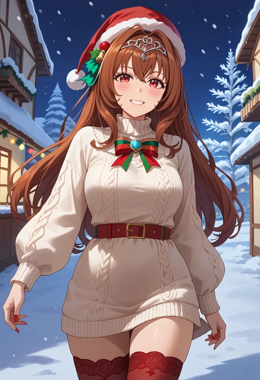 umamusume,daiwa_scarlet_(umamusume),Christmas,sweater dress,stockings  - 