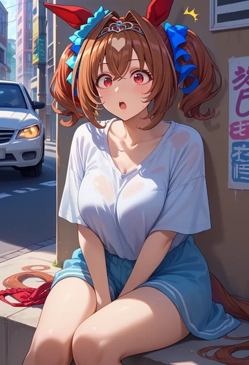 umamusume,daiwa_scarlet_(umamusume),tie-dye shirt,dolphin shorts  - AI generated anime art