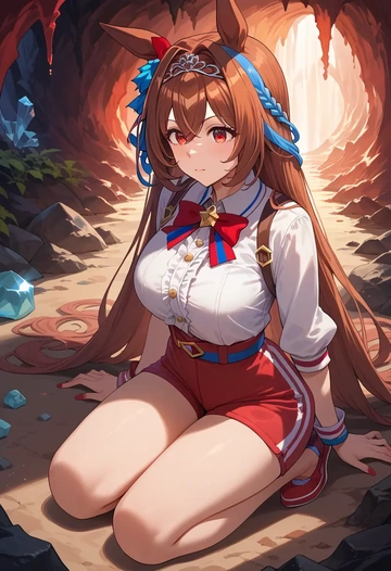 umamusume,daiwa_scarlet_(umamusume),jogger shorts,oversized tank  - AI generated anime art