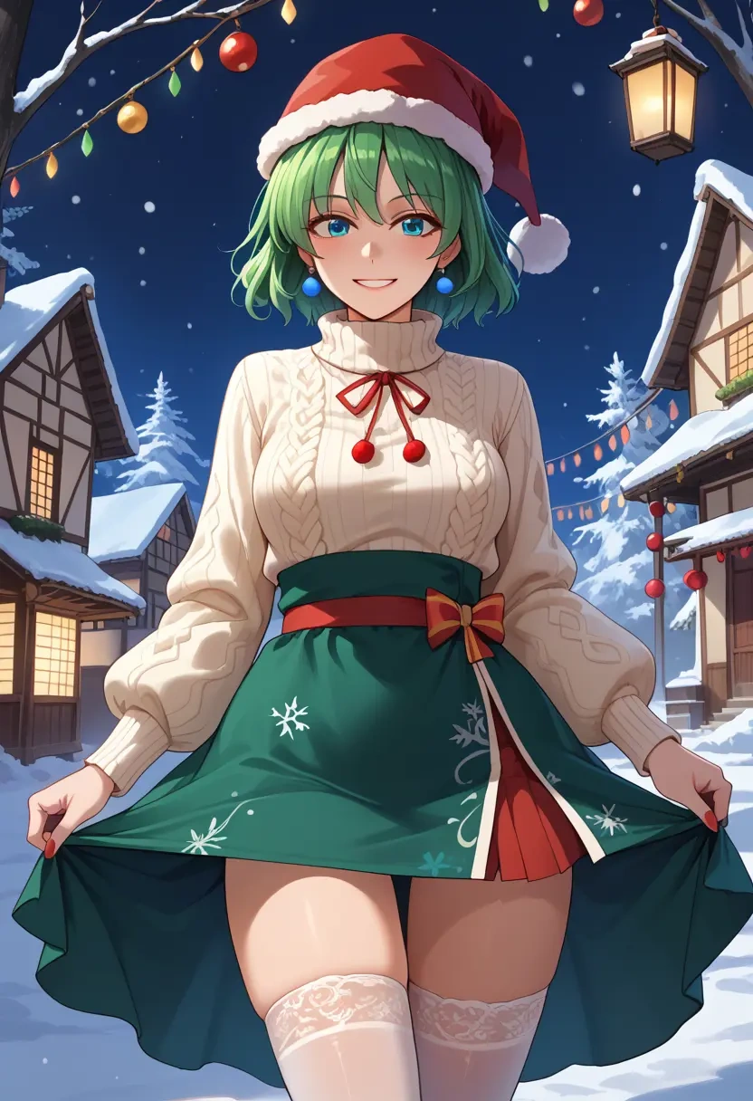 touhou,daiyousei,Christmas,sweater dress,stockings  - 