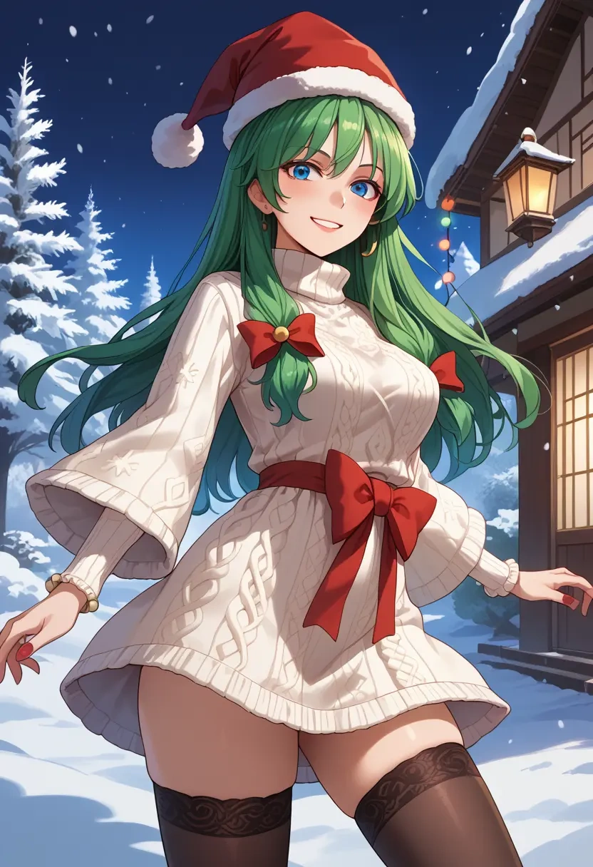 touhou,daiyousei,Christmas,sweater dress,stockings  - 