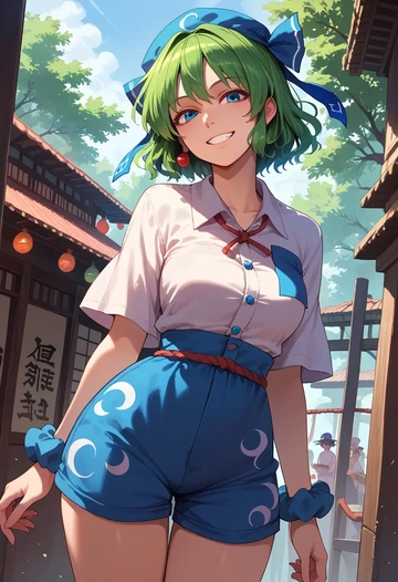 touhou,daiyousei,jogger shorts,oversized tank  - AI generated anime art