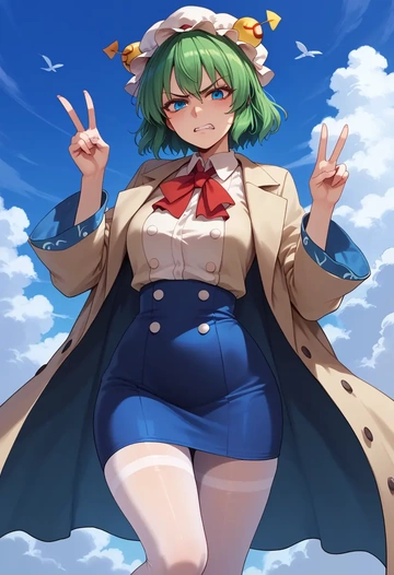 touhou,daiyousei,coat,long,double-breasted,pencil skirt  - AI generated anime art