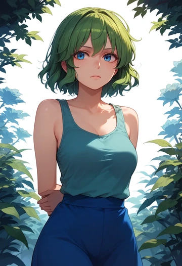 touhou,daiyousei,tank top,mesh,cycling shorts  - AI generated anime art