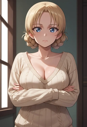 girls_und_panzer,darjeeling_(girls_und_panzer),sweater  - AI generated anime art