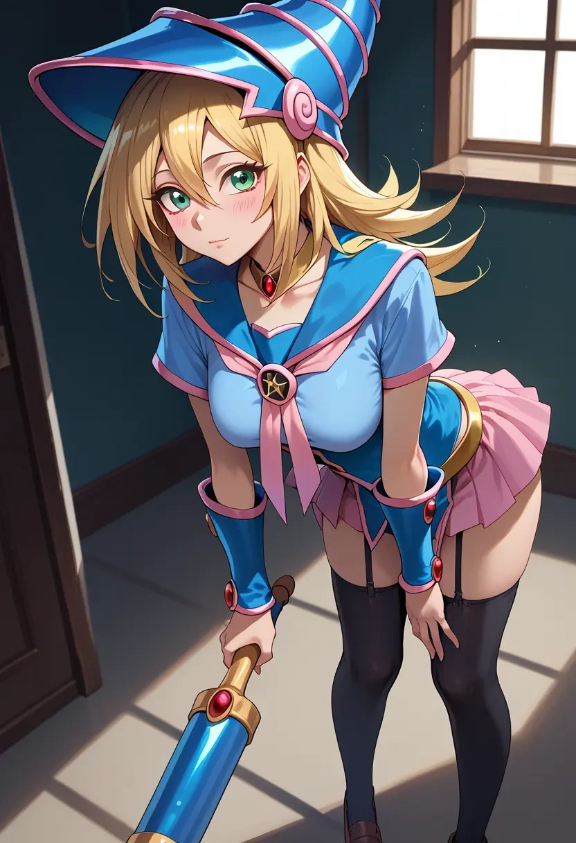 yu-gi-oh!,dark_magician_girl,jk uniform, stockings  - 