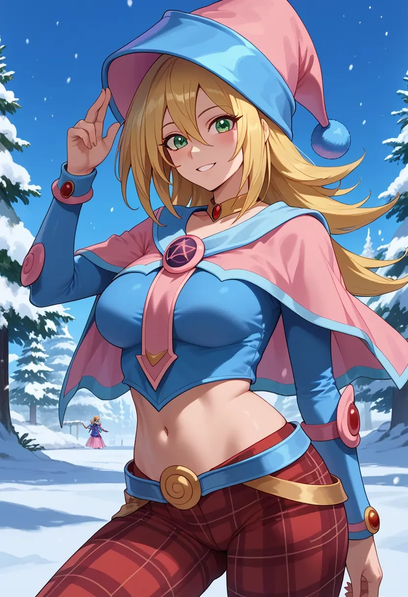 yu-gi-oh!,dark_magician_girl,Christmas,plaid trousers  - 