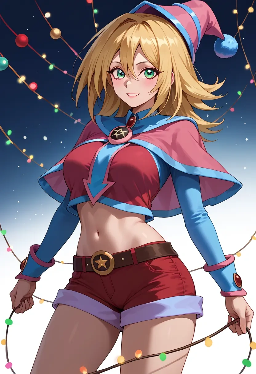 yu-gi-oh!,dark_magician_girl,Christmas,red velvet shorts  - 