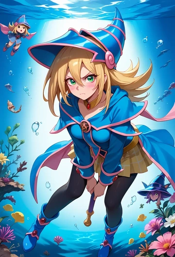 yu-gi-oh!,dark_magician_girl,winter,student uniform,hooded coat  - AI generated anime art