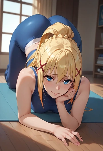 kono_subarashii_sekai_ni_shukufuku_wo!,darkness_(konosuba),yoga, face_down_ass_up,sexy  - AI generated anime art