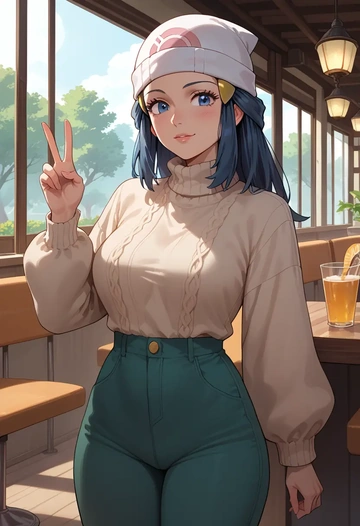 pokemon,dawn_(pokemon),sweater  - AI generated anime art