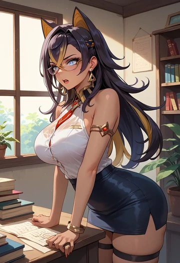 genshin impact,dehya_(genshin_impact),OL, glasses,  - AI generated anime art