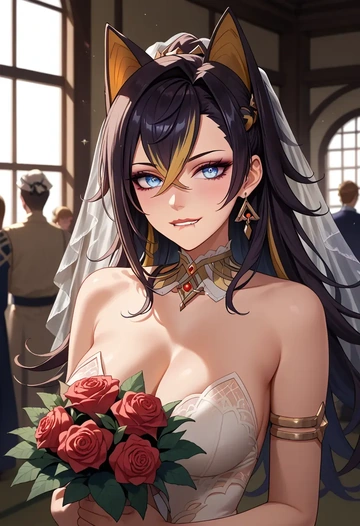 genshin impact,dehya_(genshin_impact),wedding  - AI generated anime art