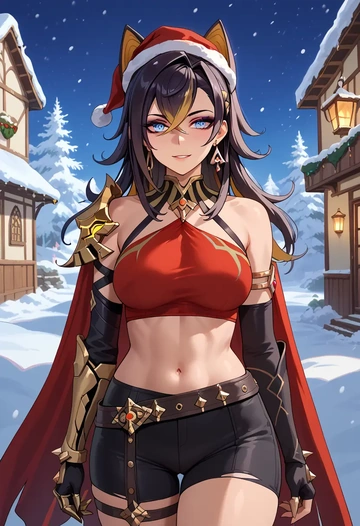 genshin impact,dehya_(genshin_impact),Christmas,dress  - AI generated anime art