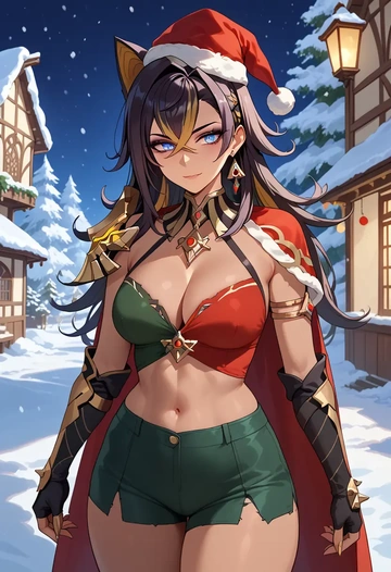 genshin impact,dehya_(genshin_impact),Christmas,dress  - AI generated anime art