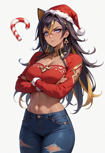 genshin impact,dehya_(genshin_impact),Christmas  - AI generated anime art