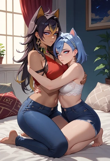 genshin impact,dehya_(genshin_impact),crop top  - AI generated anime art