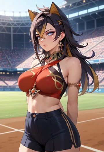 genshin impact,dehya_(genshin_impact),athletic  - AI generated anime art