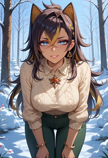 genshin impact,dehya_(genshin_impact),sweater  - AI generated anime art