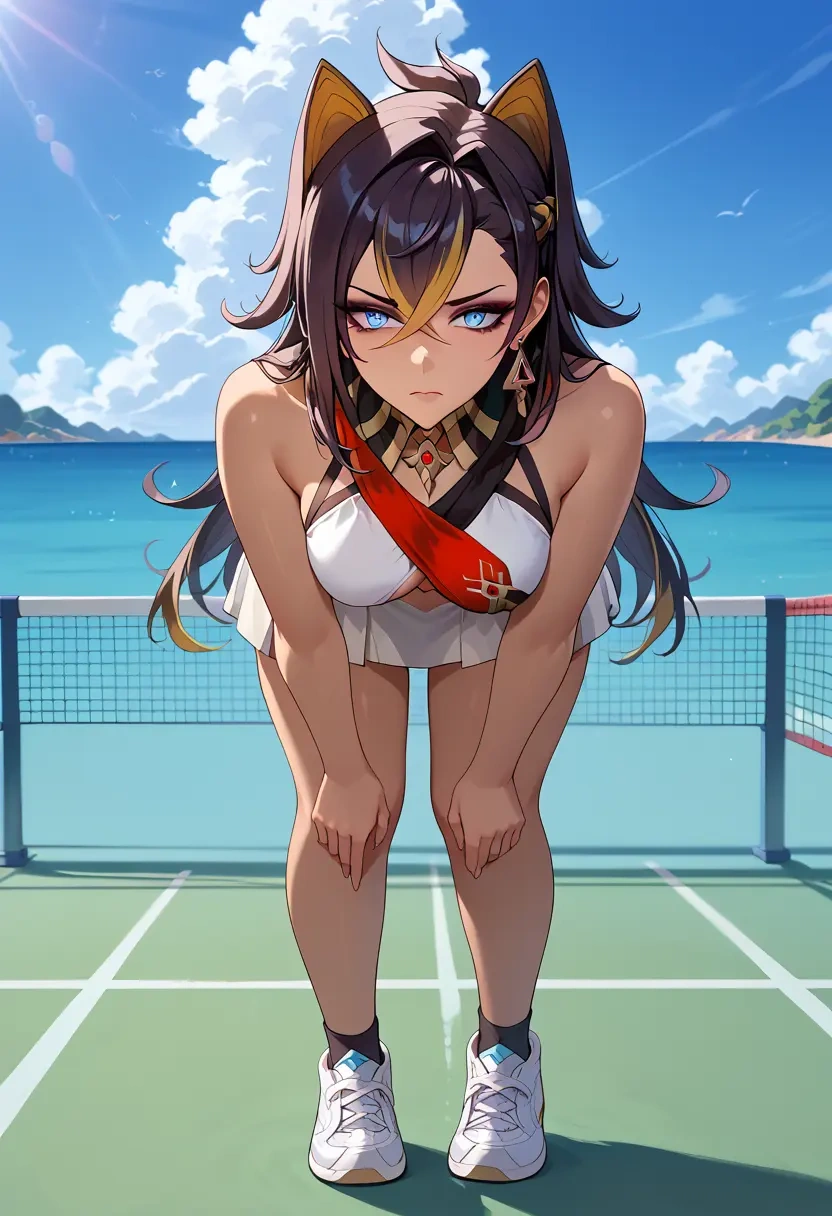 genshin impact,dehya_(genshin_impact),tennis skirt  - 