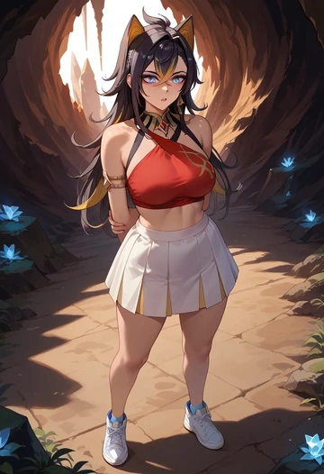 genshin impact,dehya_(genshin_impact),tennis skirt  - AI generated anime art